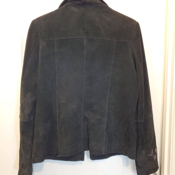 RARE Vintage Montanaco Genuine Suede Jacket | Purple Floral Embroidery M - Picture 6 of 7
